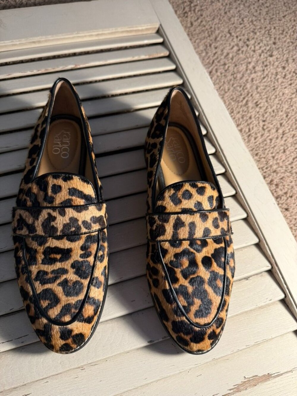 Franco Sarto Leopard Print Loafers Size 7 Womans